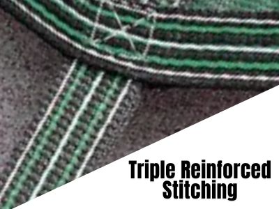 image of stitching seams that are triple reinforced to have strong straps to ensure safety