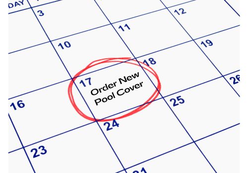 image showing a calendar with dates and a date circled with a note of when the customer wants to order their new pool cover since they can decide themselves and not wait for a pool company